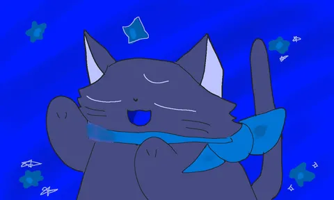 青い世界に包まれた猫