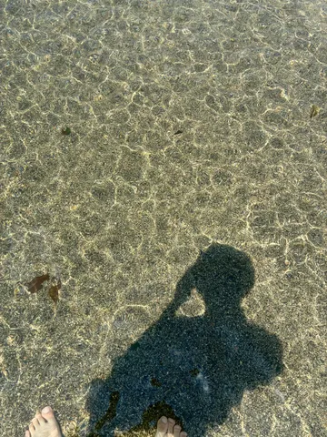 水面の揺らめきと足跡