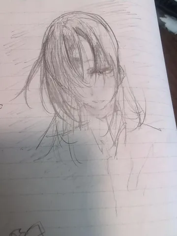 憂いを秘めた鉛筆デッサン
