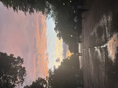雨上がりの空と光る水たまり