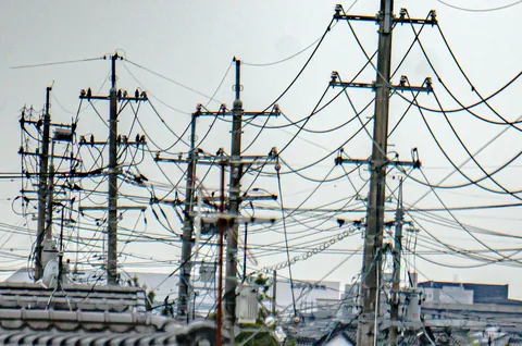 無数の線が織りなす、電線の迷宮