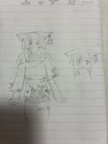 落書き帳の二人の猫耳少女