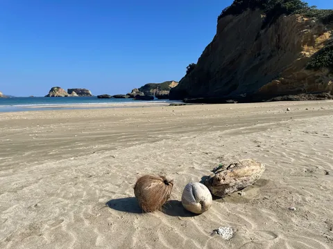 海と岩肌の静かな日