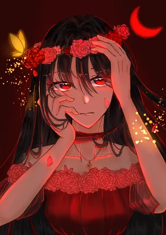 紅い花冠と妖しい光