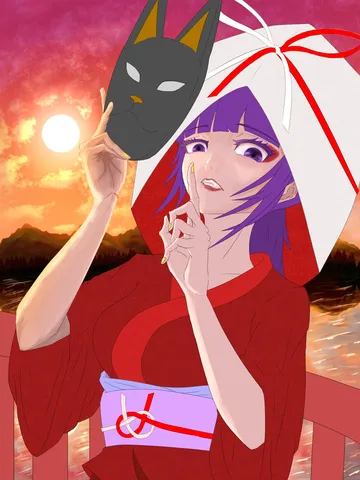 夕焼けに浮かぶ狐の囁き