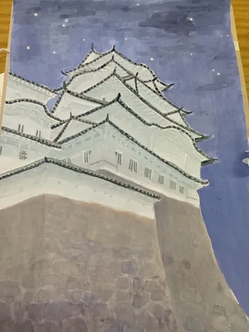 夜空に浮かぶ城郭の屋根