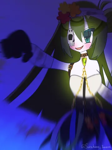 ドクロと花飾りのバイオレットガール