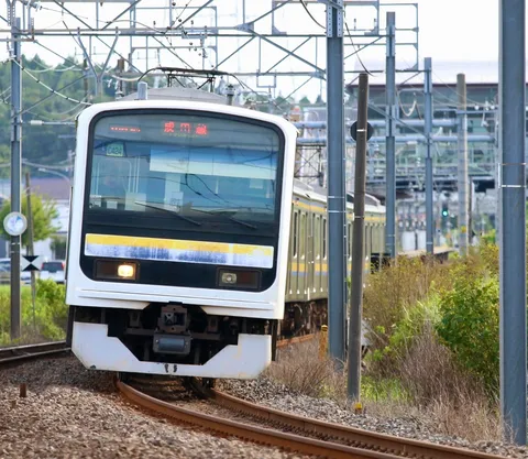 急カーブを進む未来列車