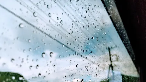 雨粒越しの日常風景