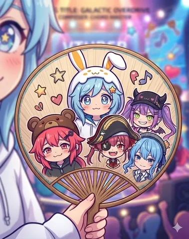 涼風と星が踊る団扇アート