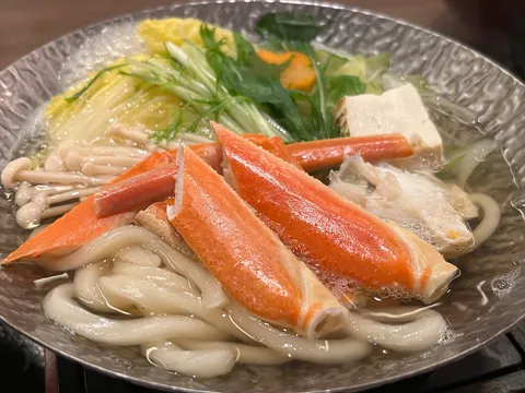 ほっこり温かい、かに鍋うどん