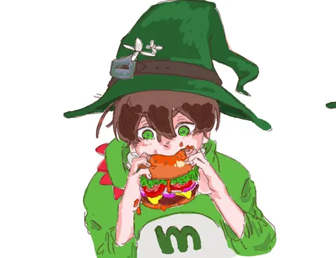 緑の帽子と、豪快バーガータイム