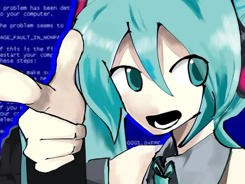 青い画面の指差し