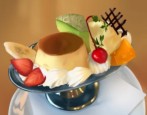 とろけるプリンとフルーツの宝石箱