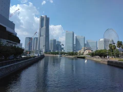 近代的な街並みと水辺の風景