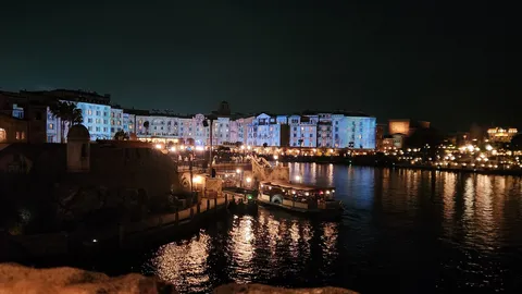 夜景に浮かぶ水辺の情景