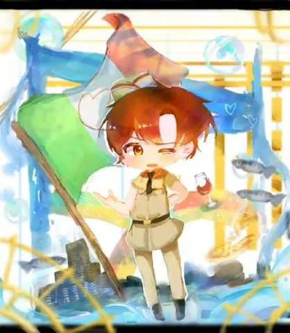 旗と風船の浮かぶ物語