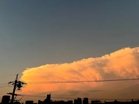 夕焼け雲と電線