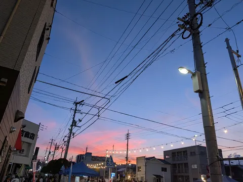 夕焼けと電線のコラボレーション