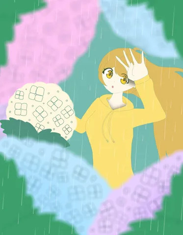 雨粒と花に包まれて