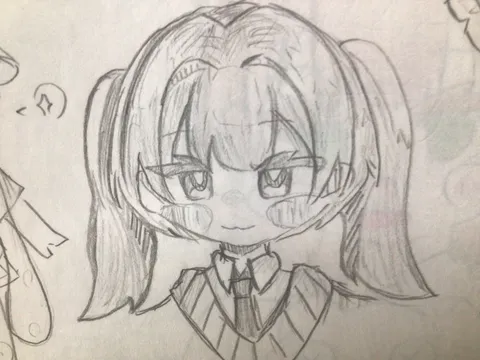 ツインテールの少女、鉛筆の温もり