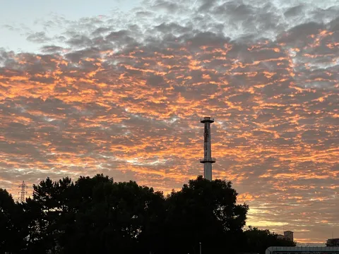 夕焼け空にそびえるタワー