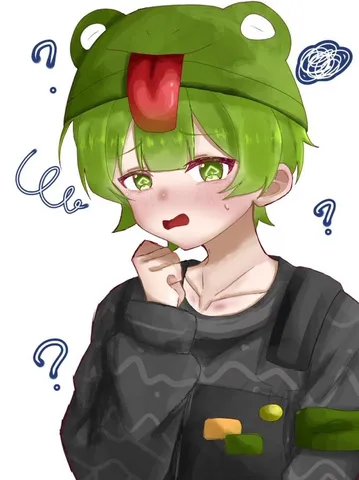 カエルの帽子と困り顔