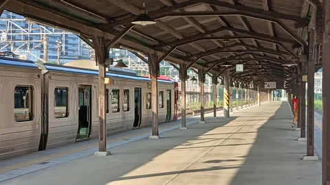 木陰の線路と影のリズム