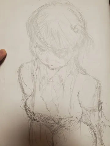 憂いを帯びた鉛筆の筆致