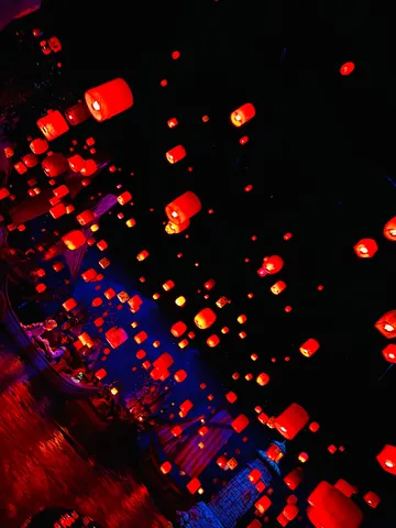 夜空を彩るランタンの海