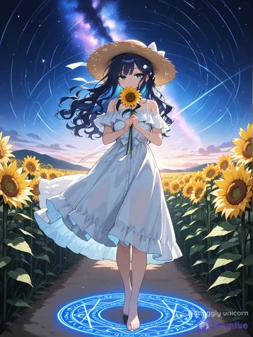 夜空に咲く魔法のひまわり