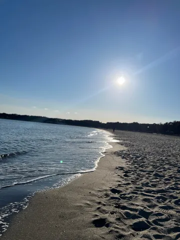 波打ち際の砂浜に映る光