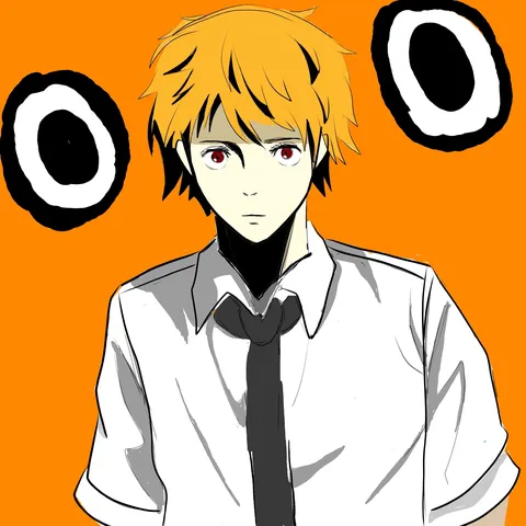 オレンジ背景のクールな男子