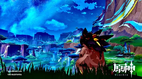幻想的な夜空と異世界風景