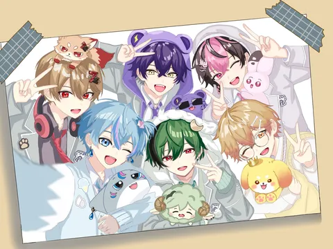 推し活！7人のわちゃわちゃ集合写真