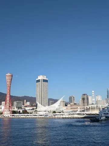 青空に映える近代的な港の風景