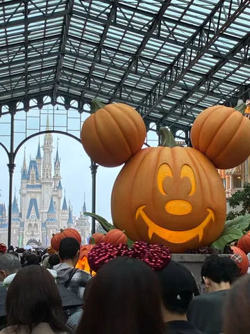 ガラス越しのハロウィン光