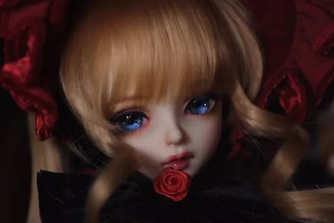 青い瞳と赤い薔薇のドール