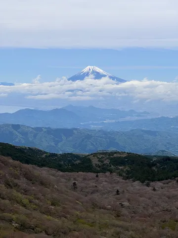 雲海に浮かぶ富士、遠景の山並み