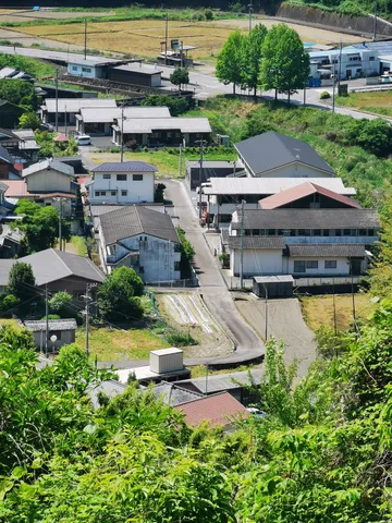 緑に包まれた集落の道