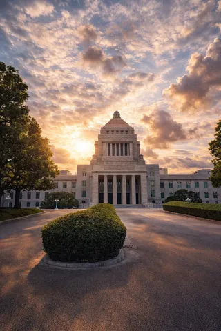夕空にそびえる重厚な影