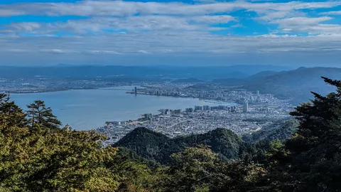 雄大な湖と街並みの絶景