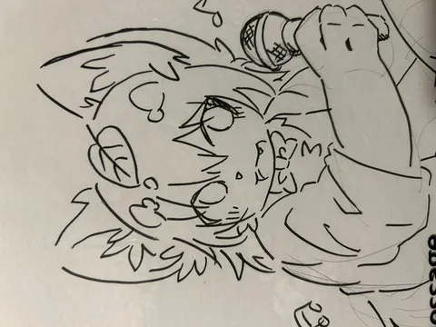 マイク片手に熱唱するキャラクター画