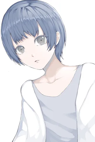 憂いを帯びた青い瞳
