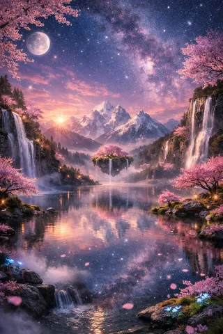 星月夜に咲く幻想の桜