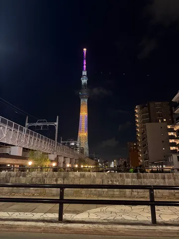 夜空に輝く東京スカイツリー