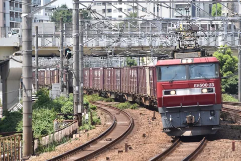 都会の隙間を走る貨物列車