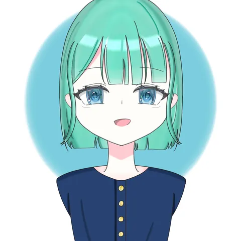 ミント色の髪がキュートなアニメ風少女