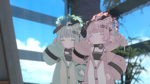 双子コーデに天使の輪っか
