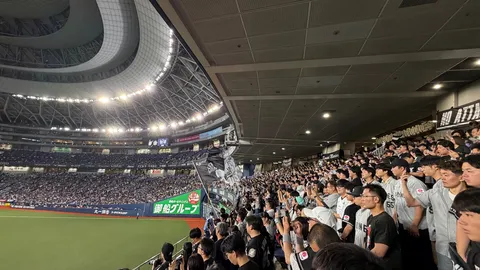 夜のスタジアムに響く声援